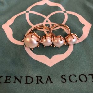 Kendra Scott Double Finger Ring Pearl Rose Gold